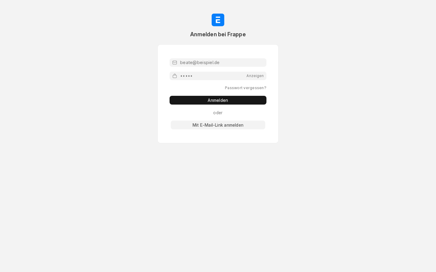ERPNext Anmeldung