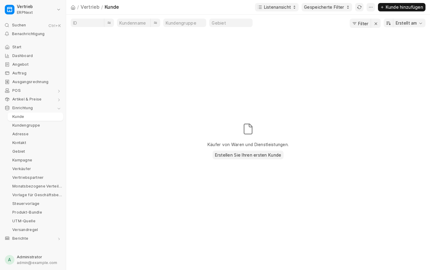 Kundenliste in ERPNext
