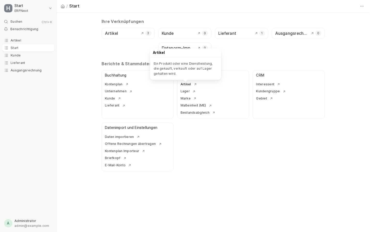 Datanorm-Button auf der Startseite
