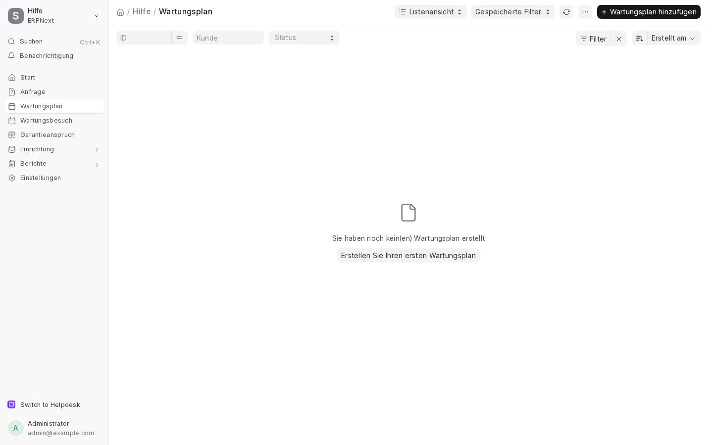 Wartung und Wartungsplaene
