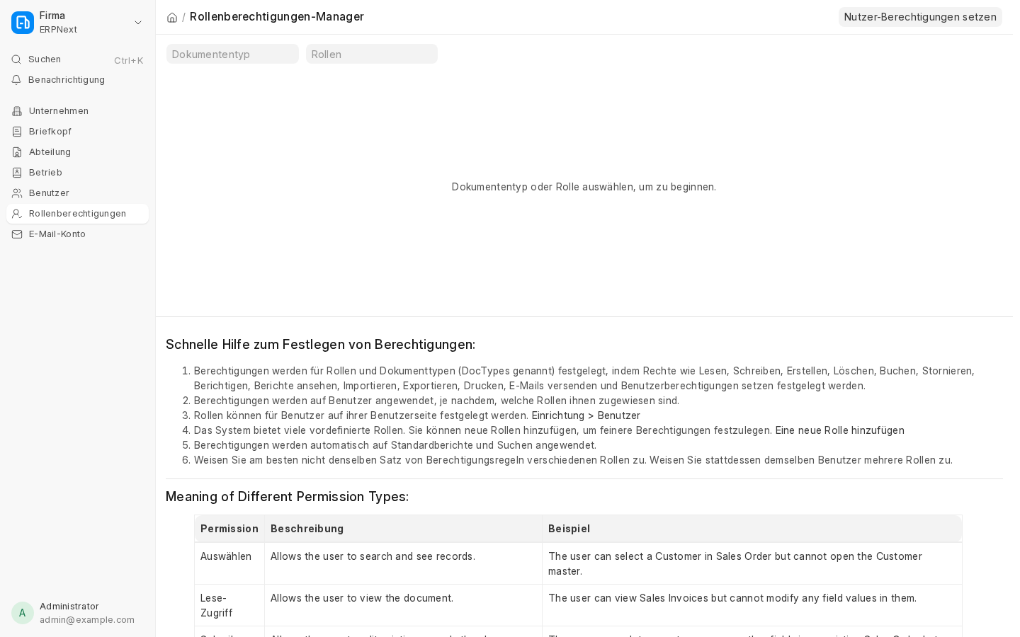 Rechtefreigabe / Berechtigungsmanager
